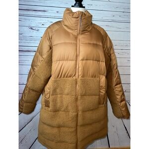 Columbia Leadbetter Point Long Puffer Jacket Plus size 1X Quilted Coat Brown Ski